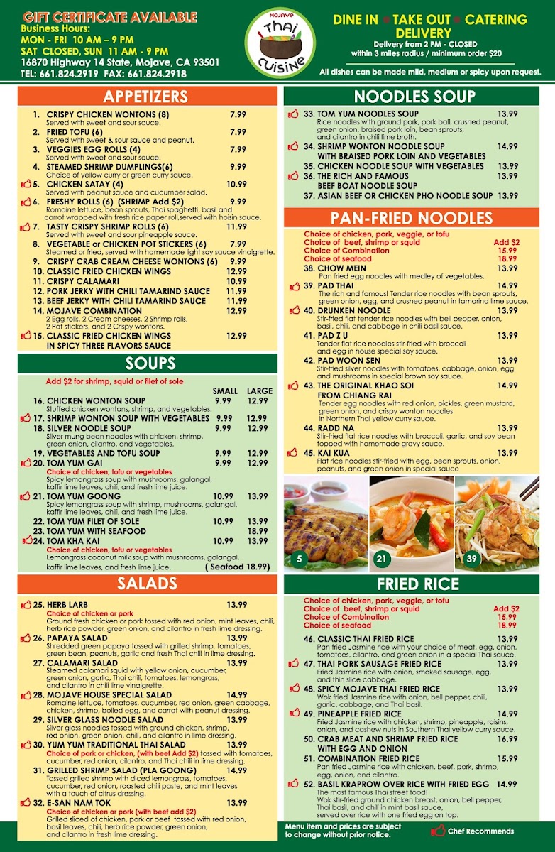 Mojave Thai Cuisine Menu - Image 2