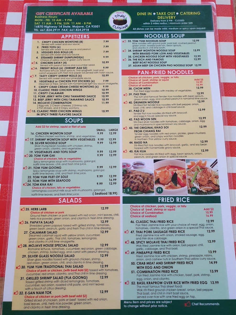 Mojave Thai Cuisine Menu - Image 4